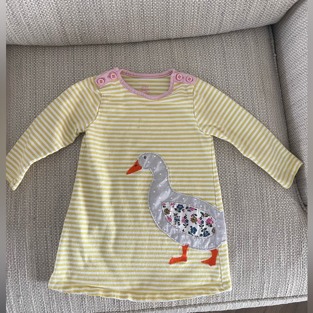 Baby Boden Yellow and White Striped Dress